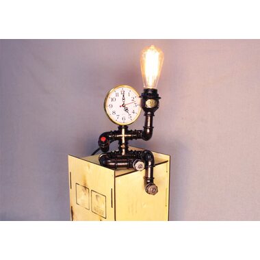 Светильник 1хЕ27 LOFT №20 с часами PIPE