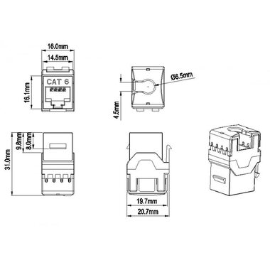 Вставка Keystone Jack RJ-45(8P8C) кат. 6 180град. KJ8-8P8C-C6-180-WH бел. Hyperline 426189