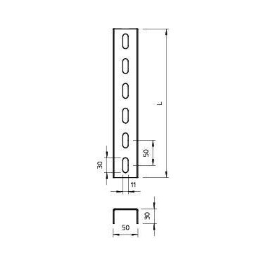 Профиль U-образный 30х50 L1000 2мм US 3 100 FS OBO 6342318