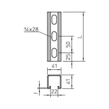Профиль 41х41 L3000 MS 41LS 3M FT гор. оцинк. OBO 1122483