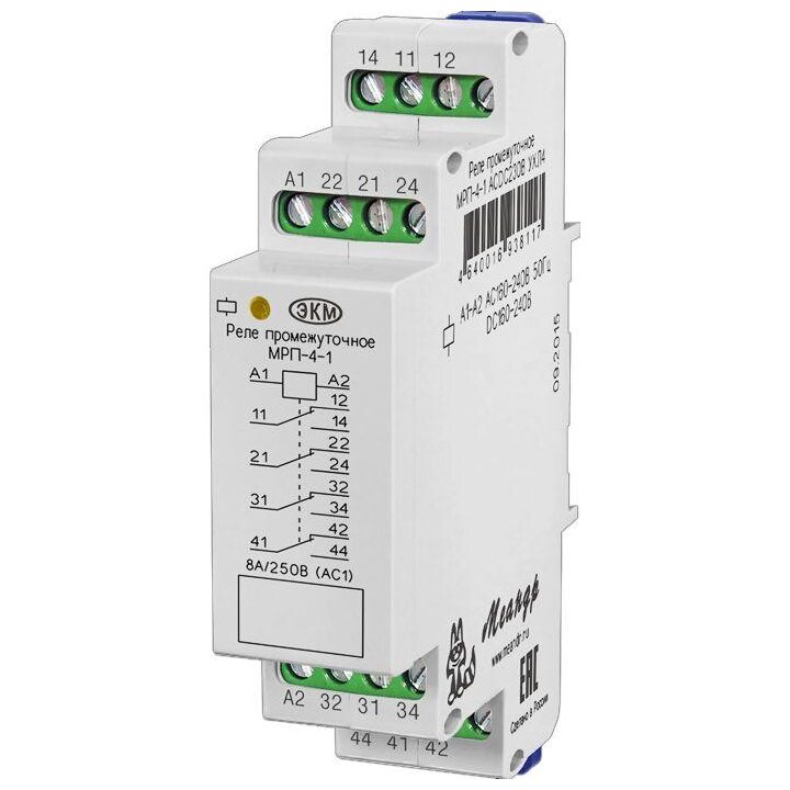 Реле промежуточное МРП-4-1 ACDC230В УХЛ4 4 переключ. контакта коммутируемый ток до 8А Меандр A8302-16938117