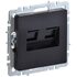 Розетка компьютерная двойная СП RJ45 кат.5E BRITE РК10-2-БрЧ черн. IEK BR-K20-1-K02