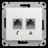 Розетка компьютерная + телефонная 2-м СП Glossa RJ45 + RJ11 кат.5E механизм бел. SchE GSL000185