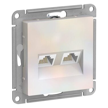 Розетка компьютерная 2-м AtlasDesign RJ45 кат.5E механизм жемчуж. SchE ATN000485