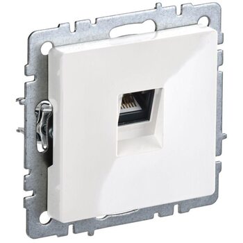 Розетка компьютерная Brite RJ45 кат.5E РК10-БрБ механизм бел. IEK BR-K10-1-K01-PRO