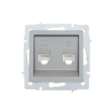 Розетка компьютерная + телефонная 2-м СП Vesna механизм платина LEZARD 742-3588-143