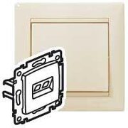 Розетка компьютерная 1-м СП Valena RJ45 кат.5E UTP на захватах механизм сл. кость Leg 774130