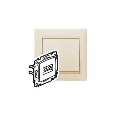 Розетка компьютерная 1-м СП Valena RJ45 кат.5E UTP на захватах механизм сл. кость Leg 774130
