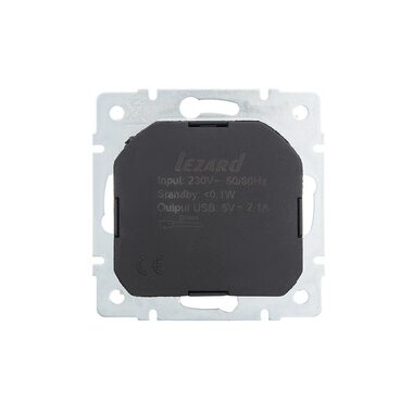 Розетка 1-м СП Vesna с заземл. с заряд. устройством USB механизм крем. LEZARD 742-0388-181