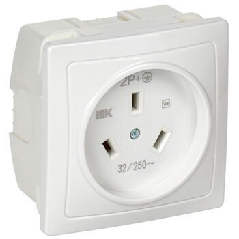 Розетка 1-м СП Рпл11-К 32А IP20 разборная для плиты с заземл. бел. IEK ERP11-032-K01