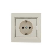 Розетка 1-м СП Mira 16А IP20 с заземл. со вставкой керамика крем. LEZARD 701-0303-122