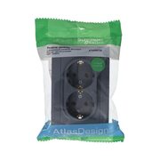 Розетка 2-м СП AtlasDesign 16А IP20 с заземл. в сборе грифель SchE ATN000724