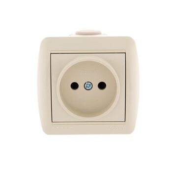 Розетка 1-м ОП Nata 16А IP20 без заземл. керамика крем. LEZARD 710-0300-121