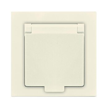 Розетка 1-м СП Афина 16А IP20 с заземл. с крышкой в сборе сл. кость (ivory) Universal A0029-I