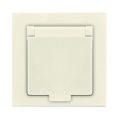 Розетка 1-м СП Афина 16А IP20 с заземл. с крышкой в сборе сл. кость (ivory) Universal A0029-I