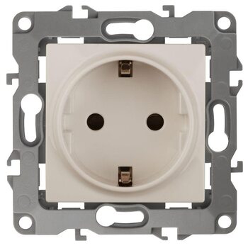 Розетка 1-м СП Эра12 12-2102-02 16А IP20 16AX 250В 2P+E Schuko защ. шторки механизм сл. кость Эра Б0014688