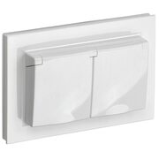 Розетка 2-м СП BRITE РСбш12-3-44-БрБ 16А в сборе IP44 с крышкой бел. IEK BR-R26-16-44-K01-F