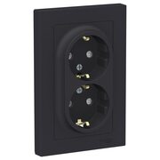 Розетка 2-м СП AtlasDesign 16А IP20 с заземл. защ. шторки в сборе карбон SchE ATN001026