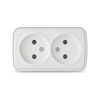 Розетка 2-м ОП Электра 16А IP20 без заземл. бел. Союз 0024