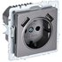 Розетка BRITE РЮш10-1-БрС 16А с USB A+A 2.1А с заземл. защ. шторки сталь IEK BR-R14-16-U21-D21-K46