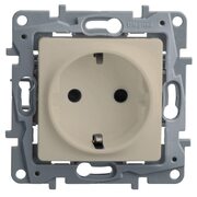 Розетка 1-м СП Etika 16А IP31 250В 2P+E с заземл. защ. шторки немецк. стандарт винт. клеммы механизм сл. кость Leg 672322