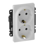 Розетка 2-м СП Valena Life 16А IP20 250В 2х2P+E безвинт. клеммы с лицев. панелью механизм бел. Leg 753127