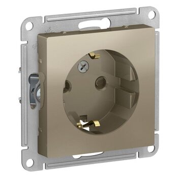 Розетка 1-м СП AtlasDesign 16А IP20 с заземл. защ. шторки механизм шампань SchE ATN000545