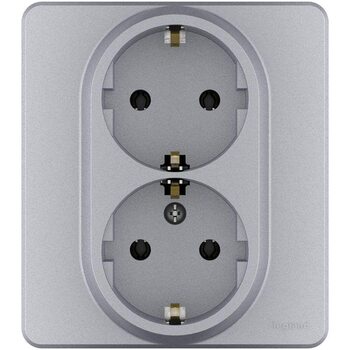Розетка Inspiria 16А 250В 2х2P+E немецк. стандарт алюм. Leg 673752
