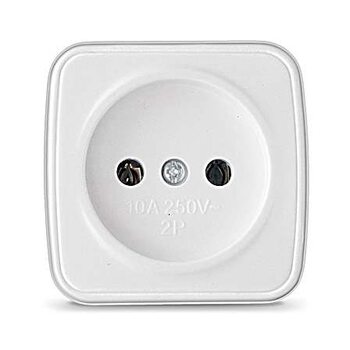 Розетка 1-м ОП Электра 10А IP20 без заземл. бел. Союз 0011