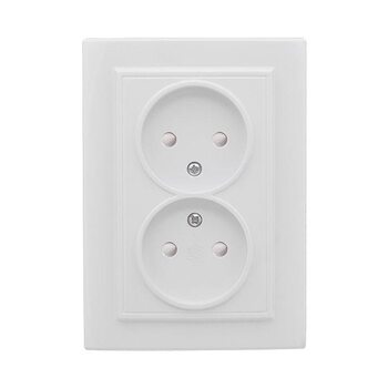 Розетка 2-м СП Минск 10А IP20 без заземл. защ. шторки бел. Basic EKF ERR10-102-100