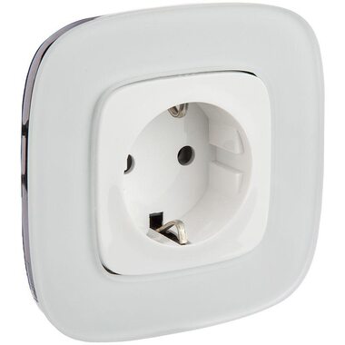 Розетка 1-м СП Valena Allure 16А IP2X 250В 2P+E безвинт. клеммы с лицев. панелью механизм бел. Leg 753721
