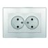 Розетка 2-м СП Афина 16А IP20 без заземл. в сборе серебр. Universal A0102-S