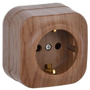 Розетка 1-м ОП GLORY РС20-3-ХД 16А с заземл. дуб IEK ERH11-K24-16