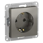 Розетка 1-м СП AtlasDesign 16А IP20 с заземл. защ. шторки механизм сталь SchE ATN000945
