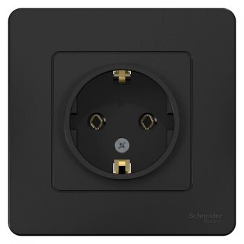 Розетка 1-м СП Blanca 16А IP20 250В с заземл. без защ. шторок антрацит SchE BLNRS001016