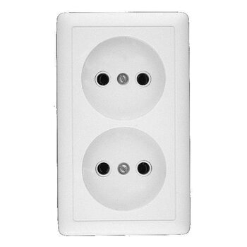 Розетка 2-м ОП Хит 16А IP20 без заземл. без защ. шторок бел. SchE RA16-237-B