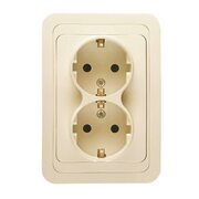 Розетка 2-м СП Mimoza 16А IP20 с заземл. крем./крем. Makel 25082