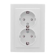 Розетка 2-м СП Минск 16А IP20 с заземл. защ. шторки бел. Basic EKF ERR16-128-100