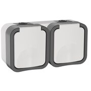 Розетка 2-м ОП TORS 16А IP55 TS222 горизонт. с заземл. с крышкой бел. IEK TS-R26-16-55-G-K41