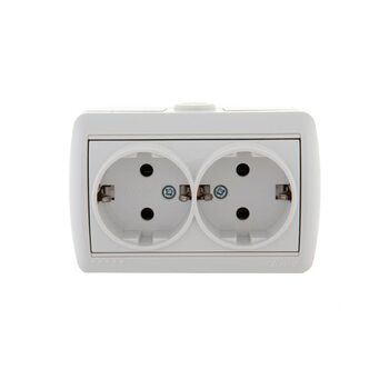 Розетка 2-м ОП Nata 16А IP20 с заземл. керамика бел. LEZARD 710-0200-127