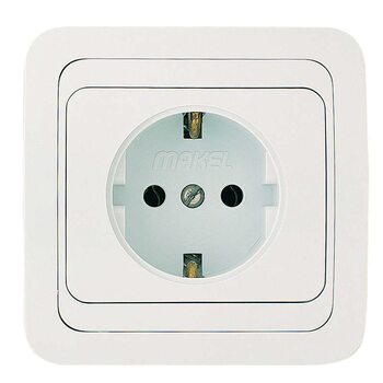 Розетка 1-м СП Mimoza 16А IP20 с заземл. пластик. основ. бел./бел. Makel 12028