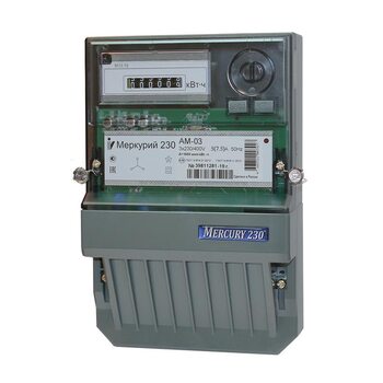 Счетчик Меркурий 230 AM-03 3ф 5-7.5А класс точн. 0.5S/1.0 1 тариф. импульс. вых. на панель мех. ОУ Инкотекс 00000032429
