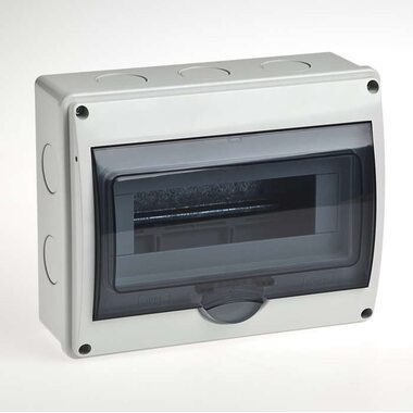 Бокс ОП Тусо 10мод. (4в) IP65 сер./дым. двер. Рувинил 69011