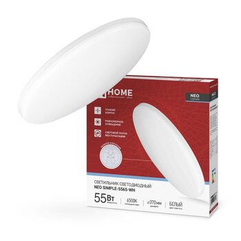 Светильник светодиодный NEO SIMPLE-5565-WH 55Вт 230В 6500К 4400лм 375х59мм бел. IN HOME 4690612060828
