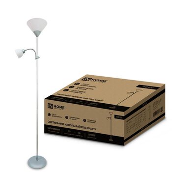 Светильник ТНО 02С 60Вт E27/E14 230В торшер напольный под лампу на основании серебр. IN HOME 4690612042671