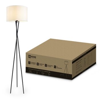 Светильник ТНО 04-Е27-NB 230В торшер напольный под лампу беж. абажур/черн. тренога IN HOME 4690612059556