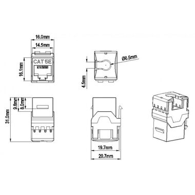 Вставка Keystone Jack RJ-45(8P8C) категория 5e тип 180град. KJ8-8P8C-C5e-180-WH бел. Hyperline 426192