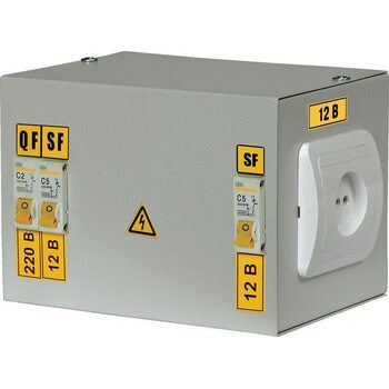 Ящик с понижающим трансформатором ЯТП 0.25 220/12В (2 авт. выкл.) IEK MTT12-012-0250