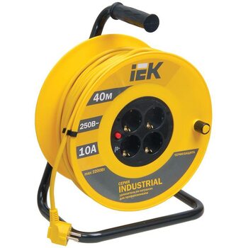 Удлинитель на катушке 4х40м с заземл. 10А IP20 Industrial УК40 3х1 термозащита IEK WKP14-10-04-40