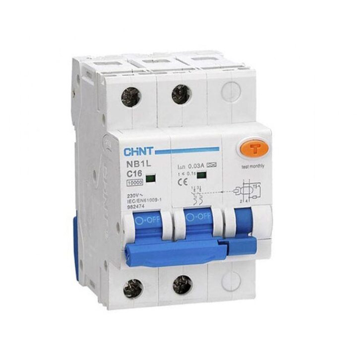 Выключатель автоматический дифференциального тока 2п C 16А 30мА тип AC 10кА NB1L (54мм) (R) CHINT 205091